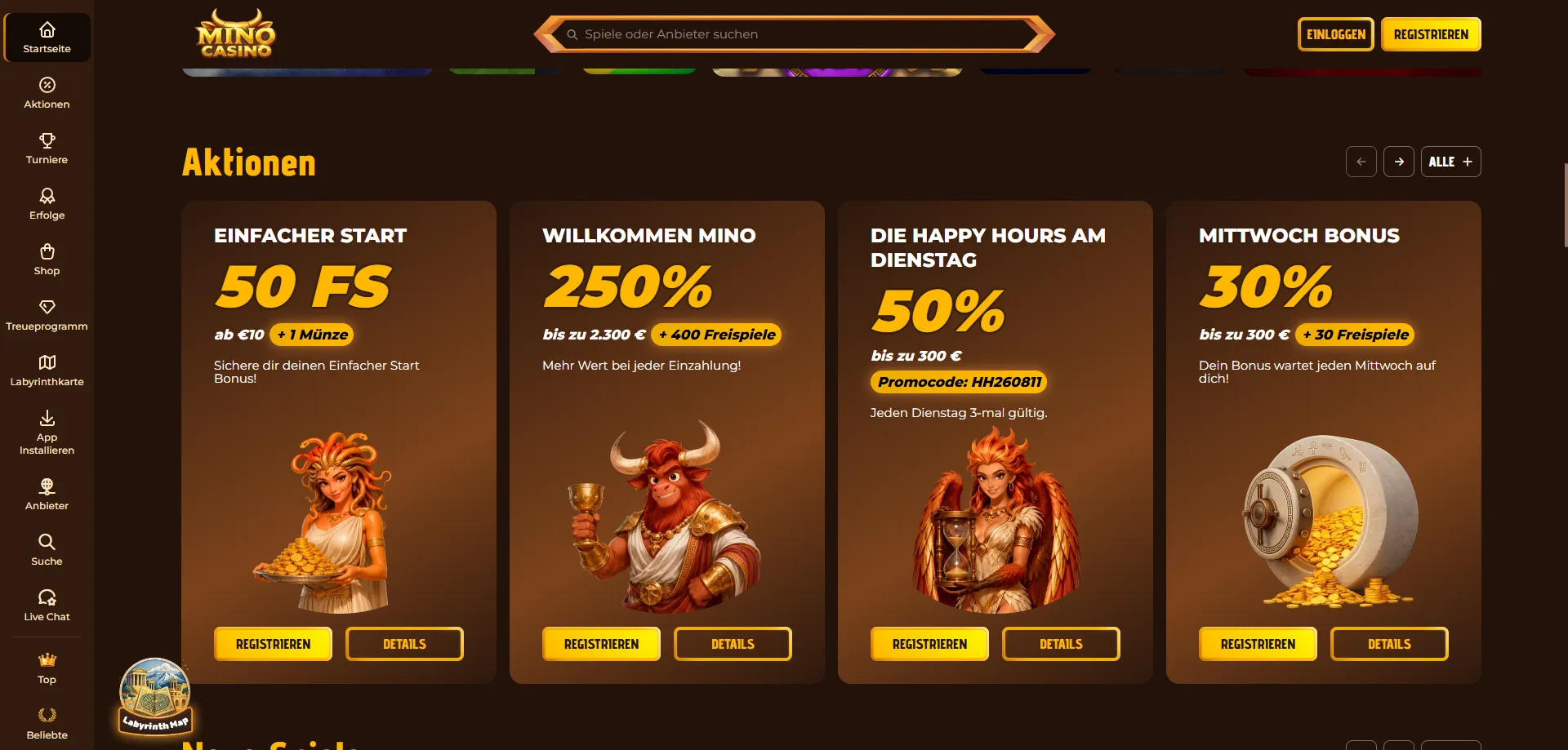 Mino Casino Willkommensbonus &ndash; 250% bis zu &euro;3.000 und 350 Freispiele
