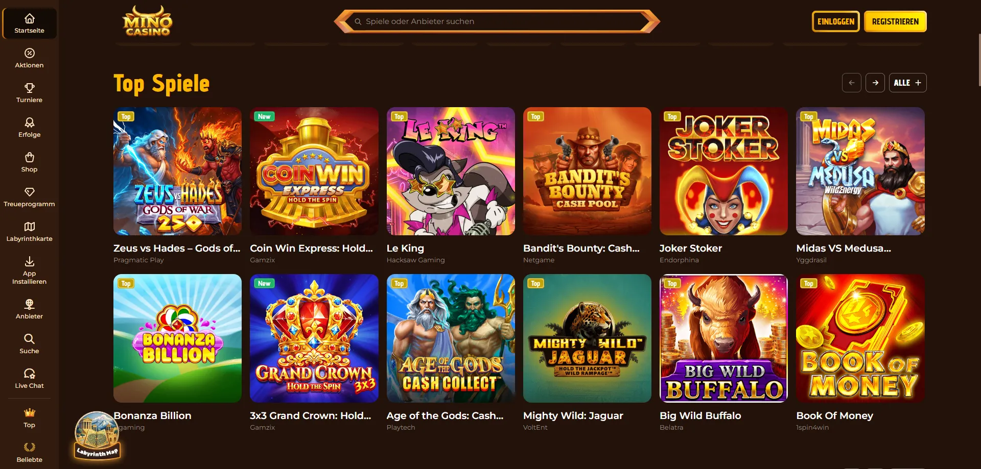 Mino Casino Spielautomaten in der mobilen App spielen