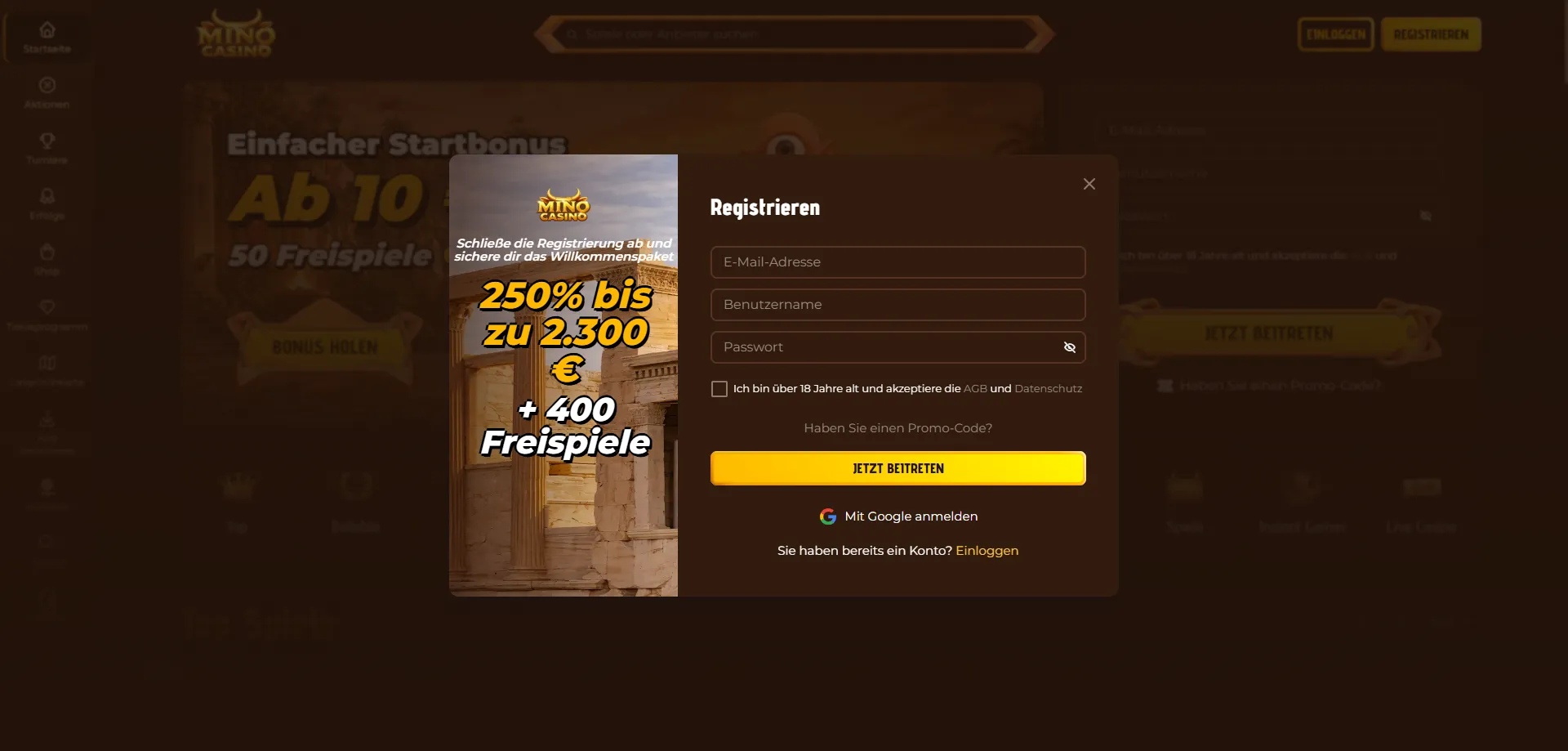 Mino Casino Registrierung &ndash; in wenigen Schritten zum Spielerkonto