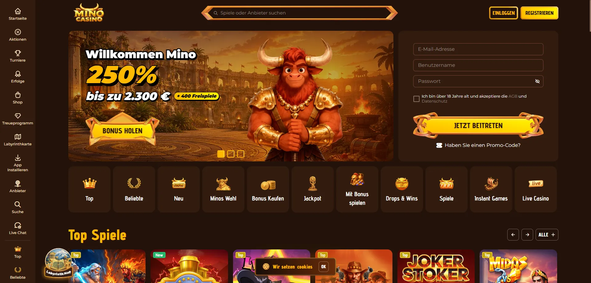 Mino Casino Angebotsübersicht 2026 – Boni und Aktionscodes